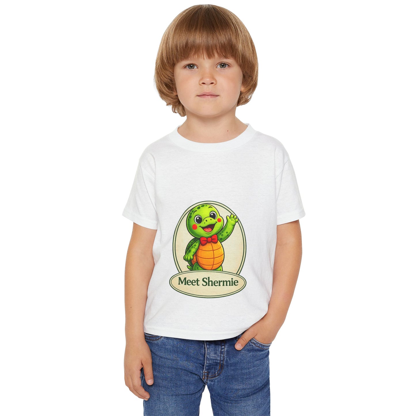 Meet Shermie Toddler T-Shirt — Cute Waving Turtle Kids Tee