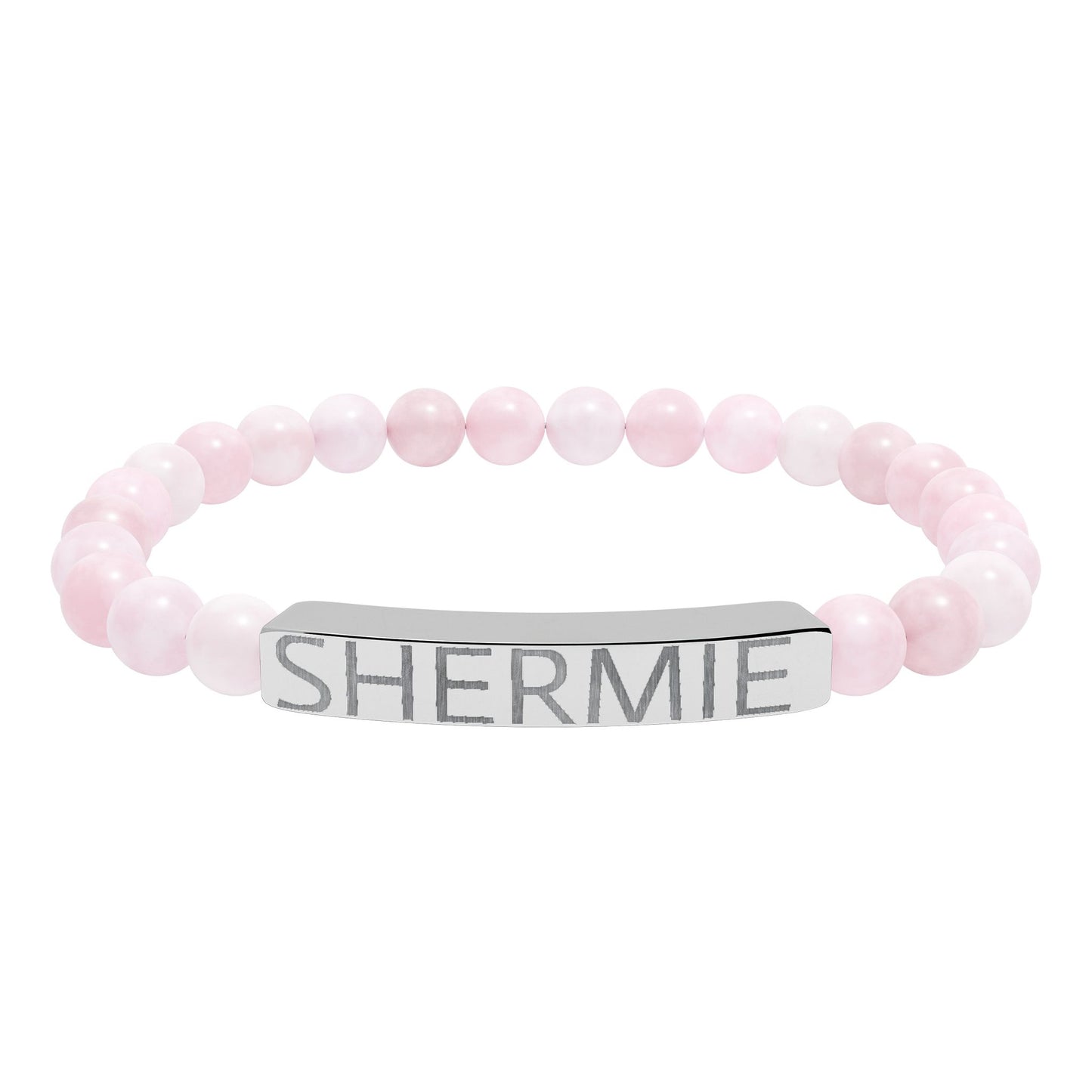 Engravable Natural Stone Stretch Bar Bracelet — Personalized Name Beaded Bracelet