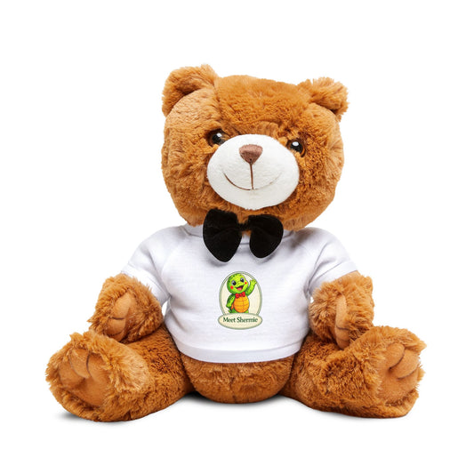 Brown Plush Teddy Bear with T-Shirt & Bow Tie — Cute Gift for Kids, Birthdays & Valentines