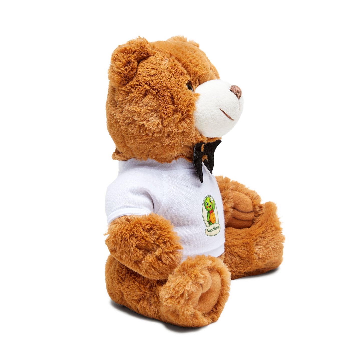 Brown Plush Teddy Bear with T-Shirt & Bow Tie — Cute Gift for Kids, Birthdays & Valentines