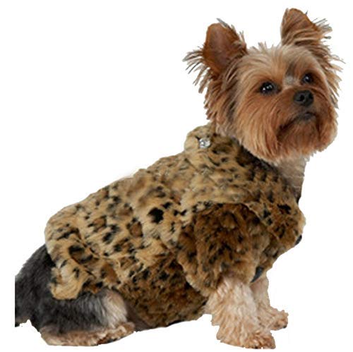 Leopard Print Faux Fur Dog Coat Pet Warm Sweater for Small Dogs Puppy Chihuahua (S)