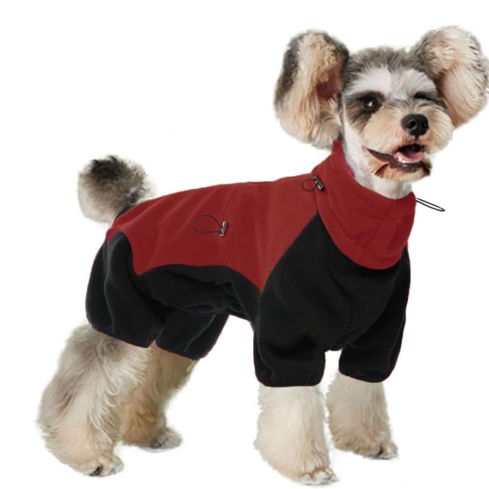 DENTRUN Dog Winter Coat Warm Fleece Jacket, Dog Pajamas Turtleneck Dog Sweater Puppy Cold Weather Outfit Thermal Bodysuit, Dog Sweatshirts Dog Snowsuit Puppy Coat Apparel Dog Fleece Soft Jumpsuit