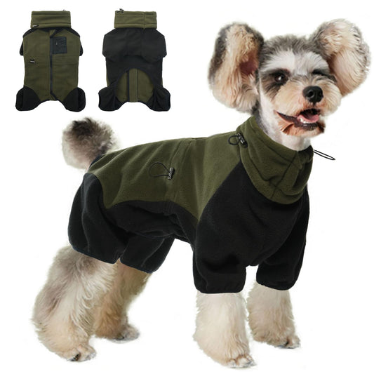 DENTRUN Dog Winter Coat Warm Fleece Jacket, Dog Pajamas Turtleneck Dog Sweater Puppy Cold Weather Outfit Thermal Bodysuit, Dog Sweatshirts Dog Snowsuit Puppy Coat Apparel Dog Fleece Soft Jumpsuit