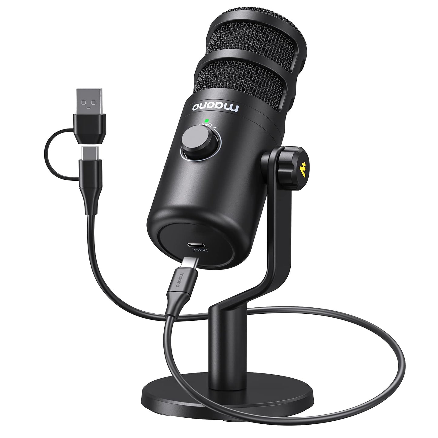 MAONO XLR Podcast Microphone, Cardioid Studio Dynamic Mic for Vocal Recording, Streaming, Voice-Over, Voice Isolation Technology, Metal Mic, Works for Audio Interface, Mixer, Sound Card-PD100