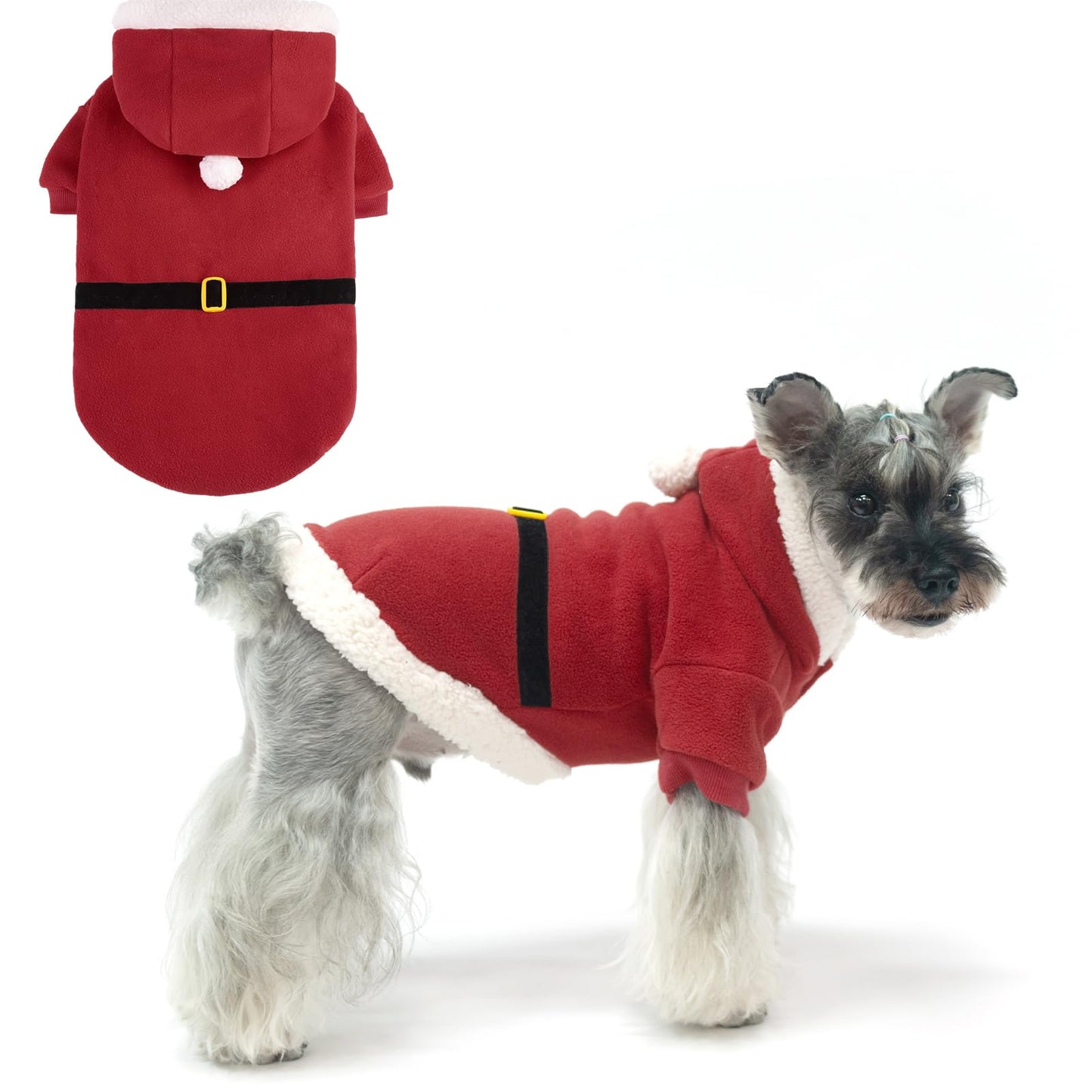 EXPAWLORER Christmas Dog Hoodie - Santa Claus Christmas Costume Outfit, Pet Winter Sweater Coat, Puppy Party Clothes Apparel for Small Medium Dogs