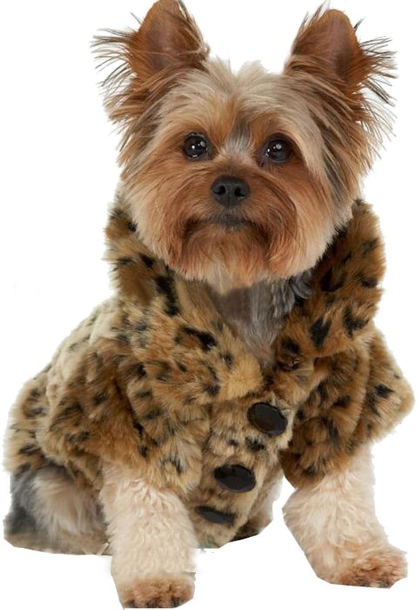 Leopard Print Faux Fur Dog Coat Pet Warm Sweater for Small Dogs Puppy Chihuahua (S)