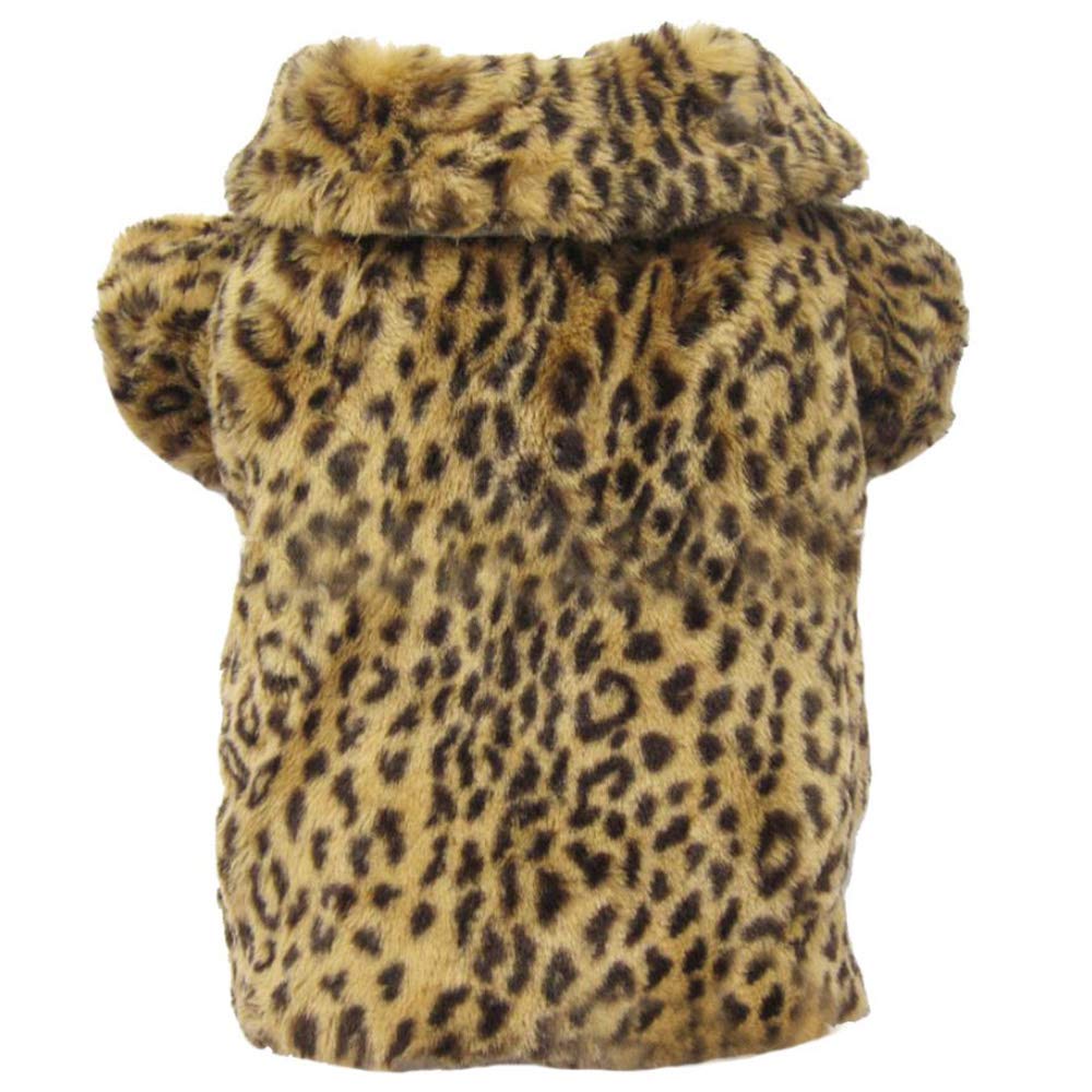 Leopard Print Faux Fur Dog Coat Pet Warm Sweater for Small Dogs Puppy Chihuahua (S)