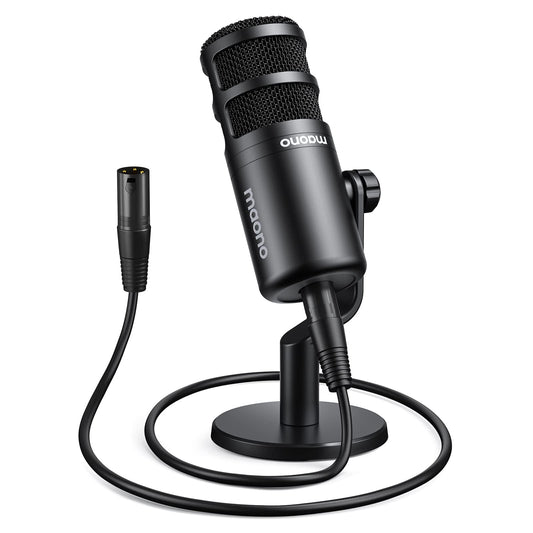 MAONO XLR Podcast Microphone, Cardioid Studio Dynamic Mic for Vocal Recording, Streaming, Voice-Over, Voice Isolation Technology, Metal Mic, Works for Audio Interface, Mixer, Sound Card-PD100