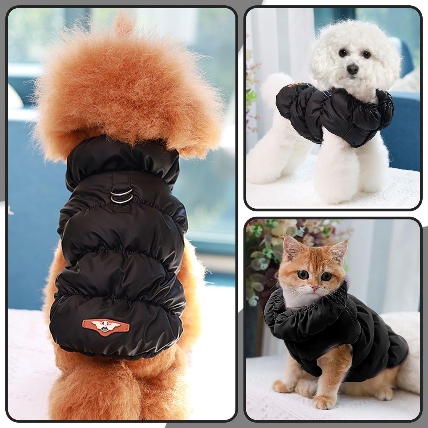 Winter Warm Dog Jacket for Small Medium Dogs Cat Cold Weather Coats with Harness Paded Dog Fleece Vest Waterproof Windproof Dog Snow Jacket Pet Puppy Clothes（Pink,S）