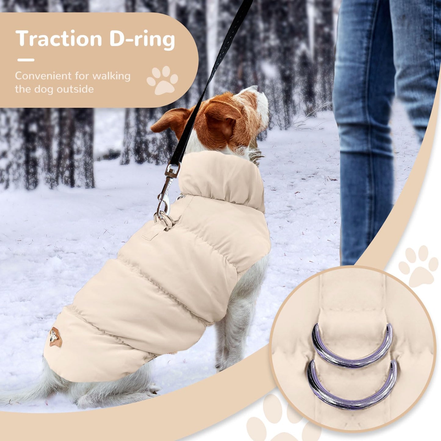 Winter Warm Dog Jacket for Small Medium Dogs Cat Cold Weather Coats with Harness Paded Dog Fleece Vest Waterproof Windproof Dog Snow Jacket Pet Puppy Clothes（Pink,S）