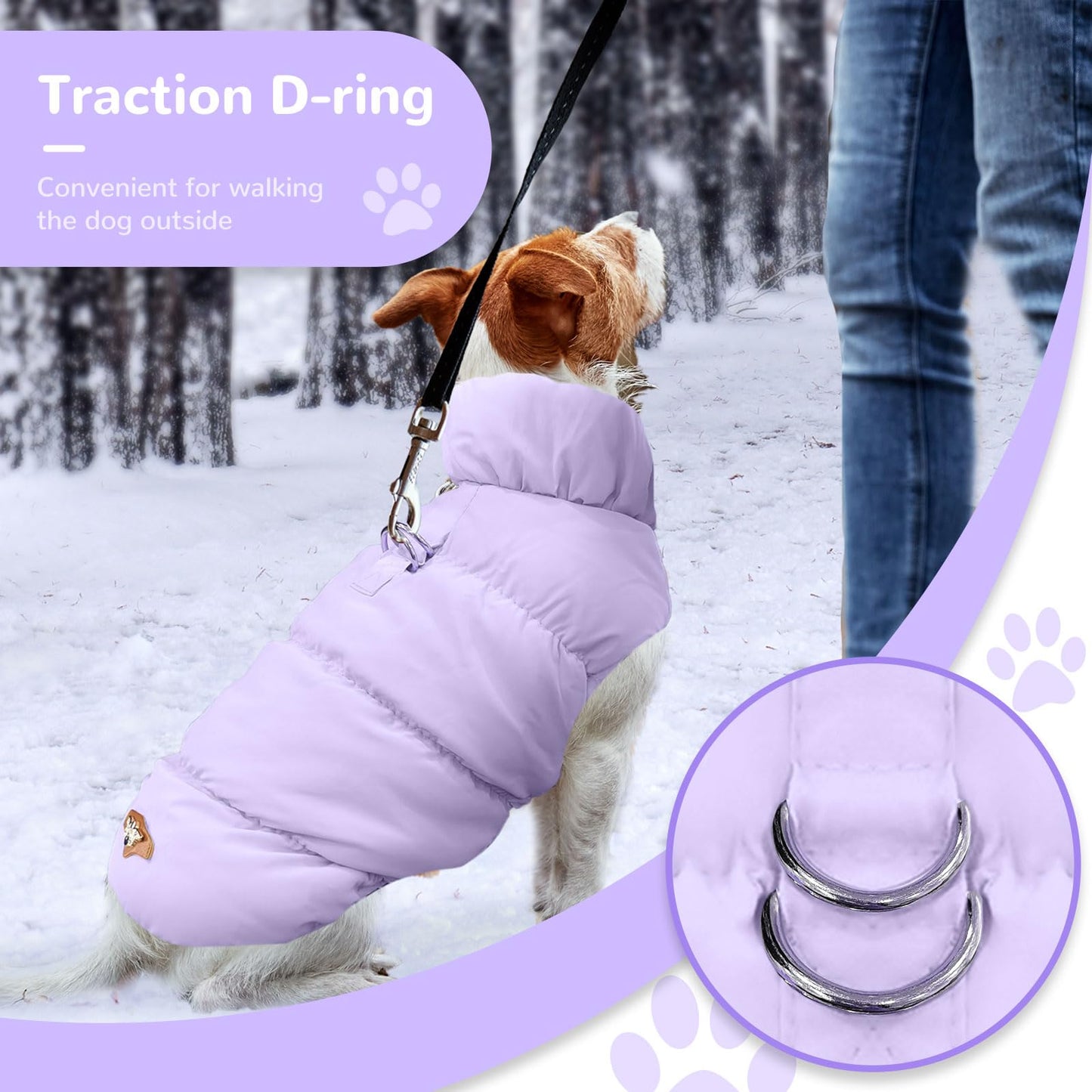 Winter Warm Dog Jacket for Small Medium Dogs Cat Cold Weather Coats with Harness Paded Dog Fleece Vest Waterproof Windproof Dog Snow Jacket Pet Puppy Clothes（Pink,S）