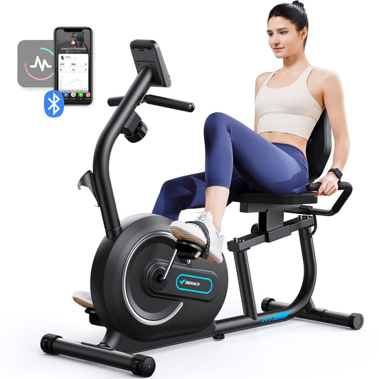 MERACH Recumbent Exercise Bike for Home with Smart Bluetooth and Exclusive App Connectivity, LCD, Heart Rate Handle, Magnetic Recumbent Bikes S08/S23