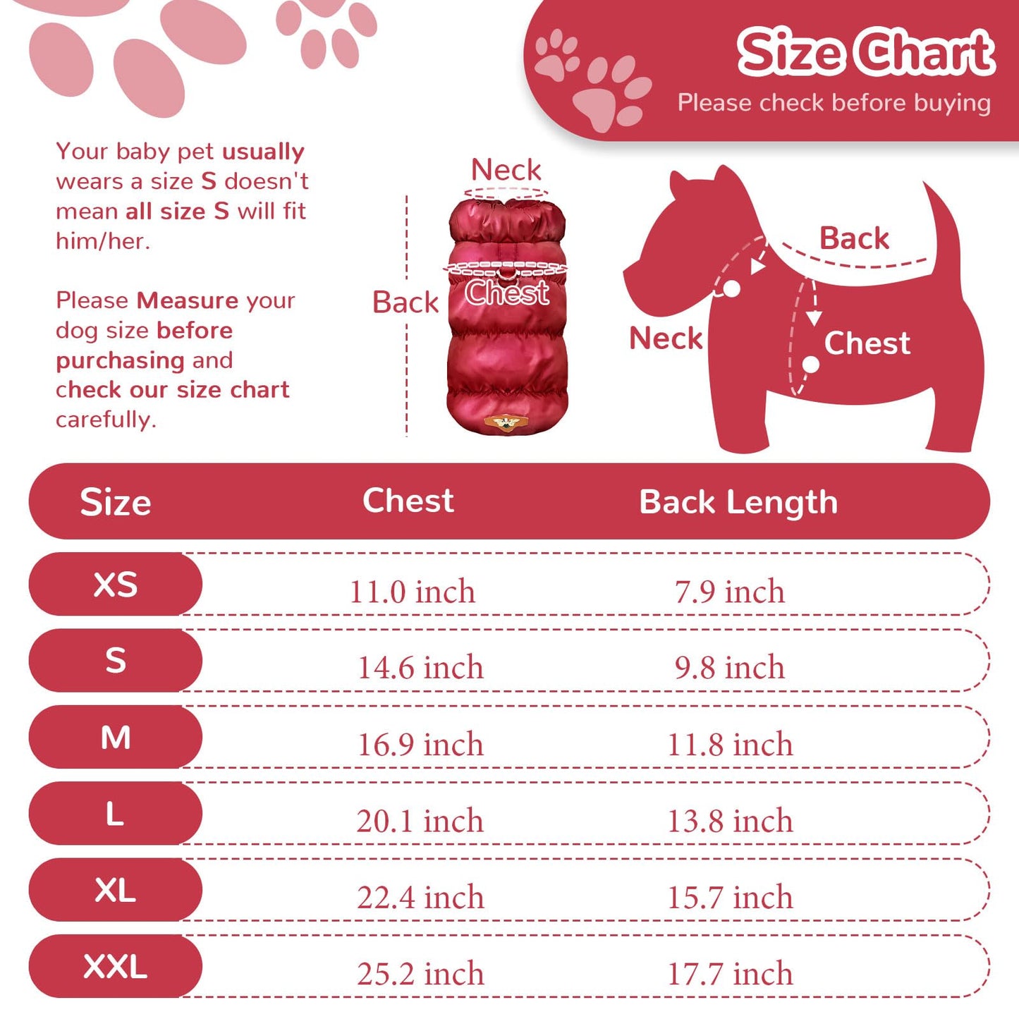 Winter Warm Dog Jacket for Small Medium Dogs Cat Cold Weather Coats with Harness Paded Dog Fleece Vest Waterproof Windproof Dog Snow Jacket Pet Puppy Clothes（Pink,S）