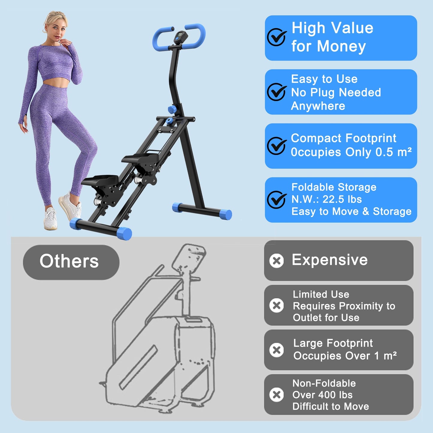 Stair Stepper for Home,Vertical Climber Workout Machine,Stair Stepper with Handlebar for Full-Body Exercise Stair Stepper with Stable Frame Adjustable Handlebar