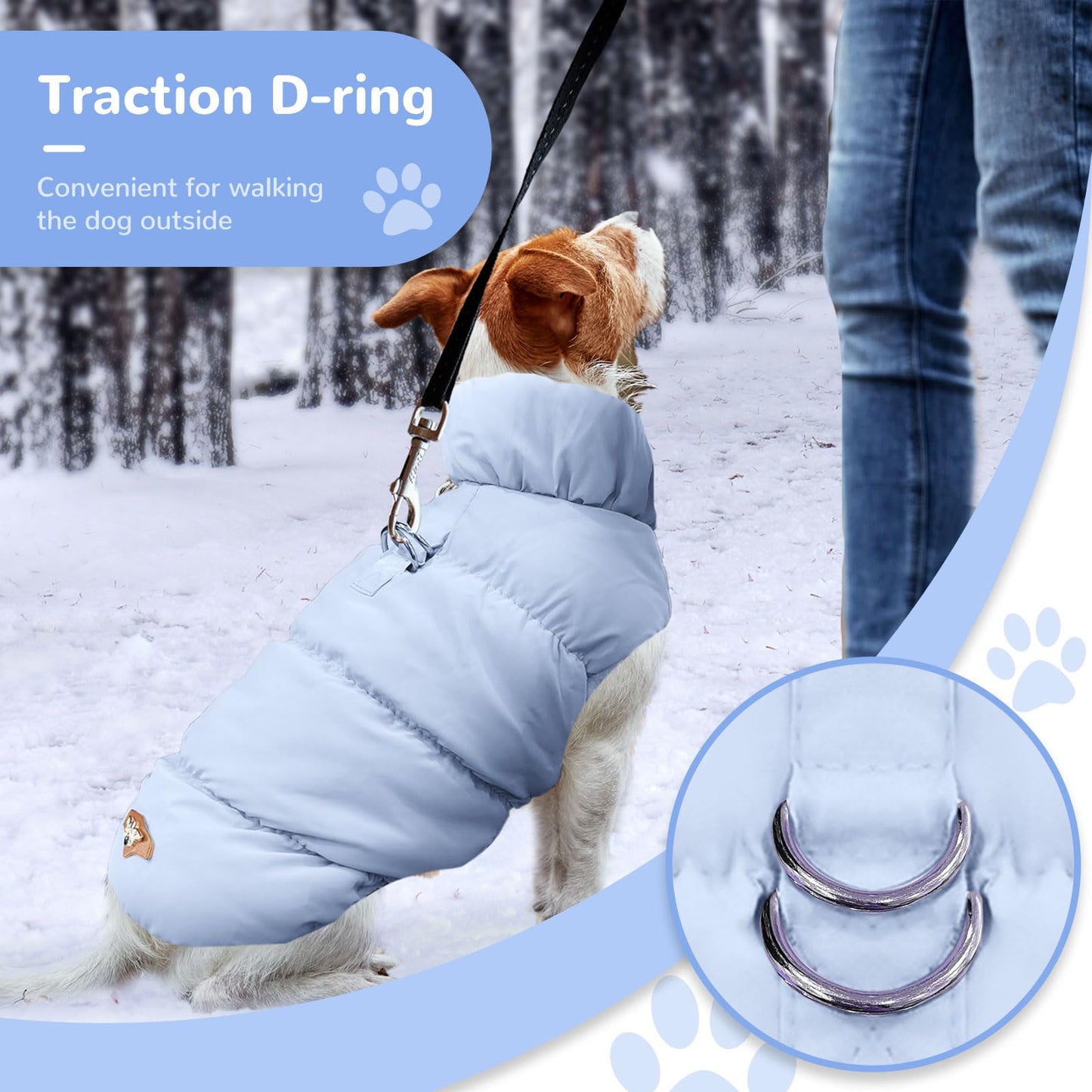 Winter Warm Dog Jacket for Small Medium Dogs Cat Cold Weather Coats with Harness Paded Dog Fleece Vest Waterproof Windproof Dog Snow Jacket Pet Puppy Clothes（Pink,S）