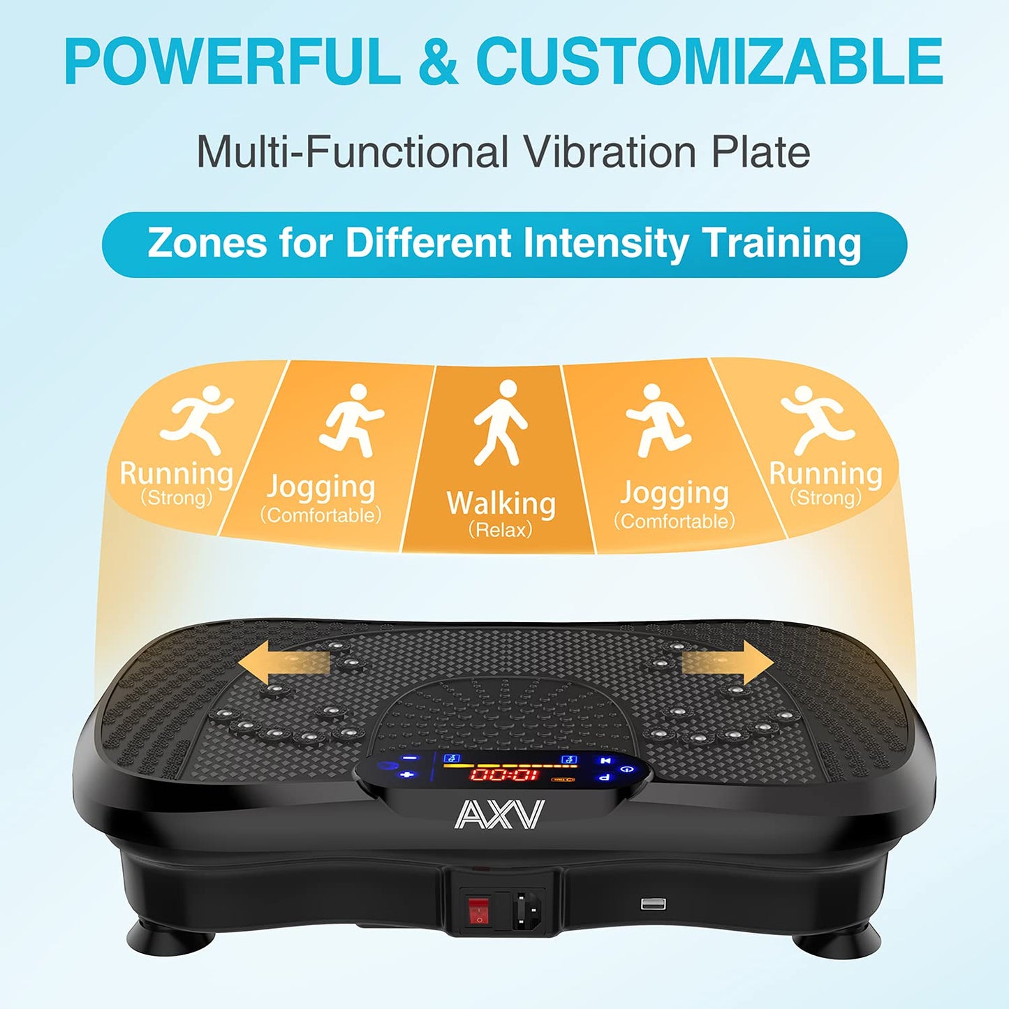 AXV Vibration Plate Fitness Platform Exercise Machine Vibrating Lymphatic Drainage Shaking Full Body Shaker Workout Vibrate Stand Shake Board Sport Gym for Weight Loss Fat Burner for Women Men