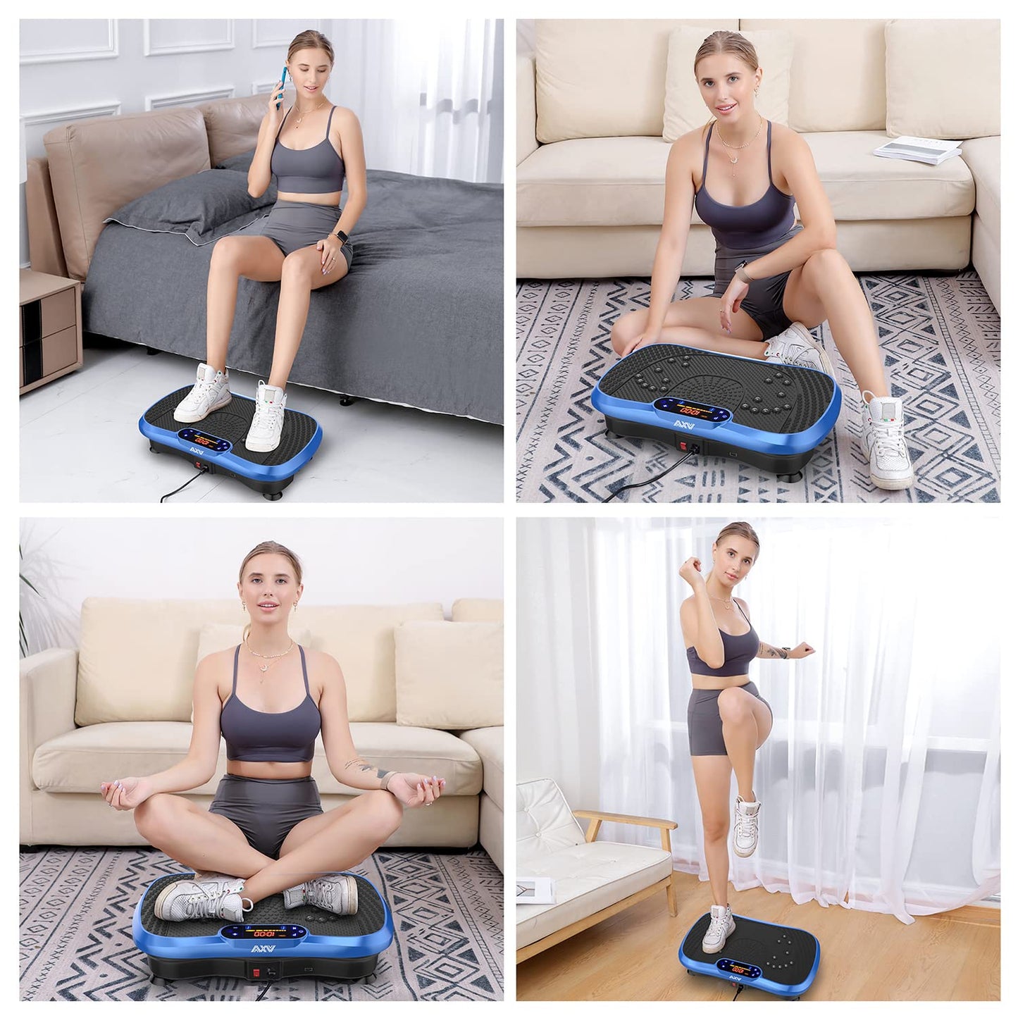 AXV Vibration Plate Fitness Platform Exercise Machine Vibrating Lymphatic Drainage Shaking Full Body Shaker Workout Vibrate Stand Shake Board Sport Gym for Weight Loss Fat Burner for Women Men