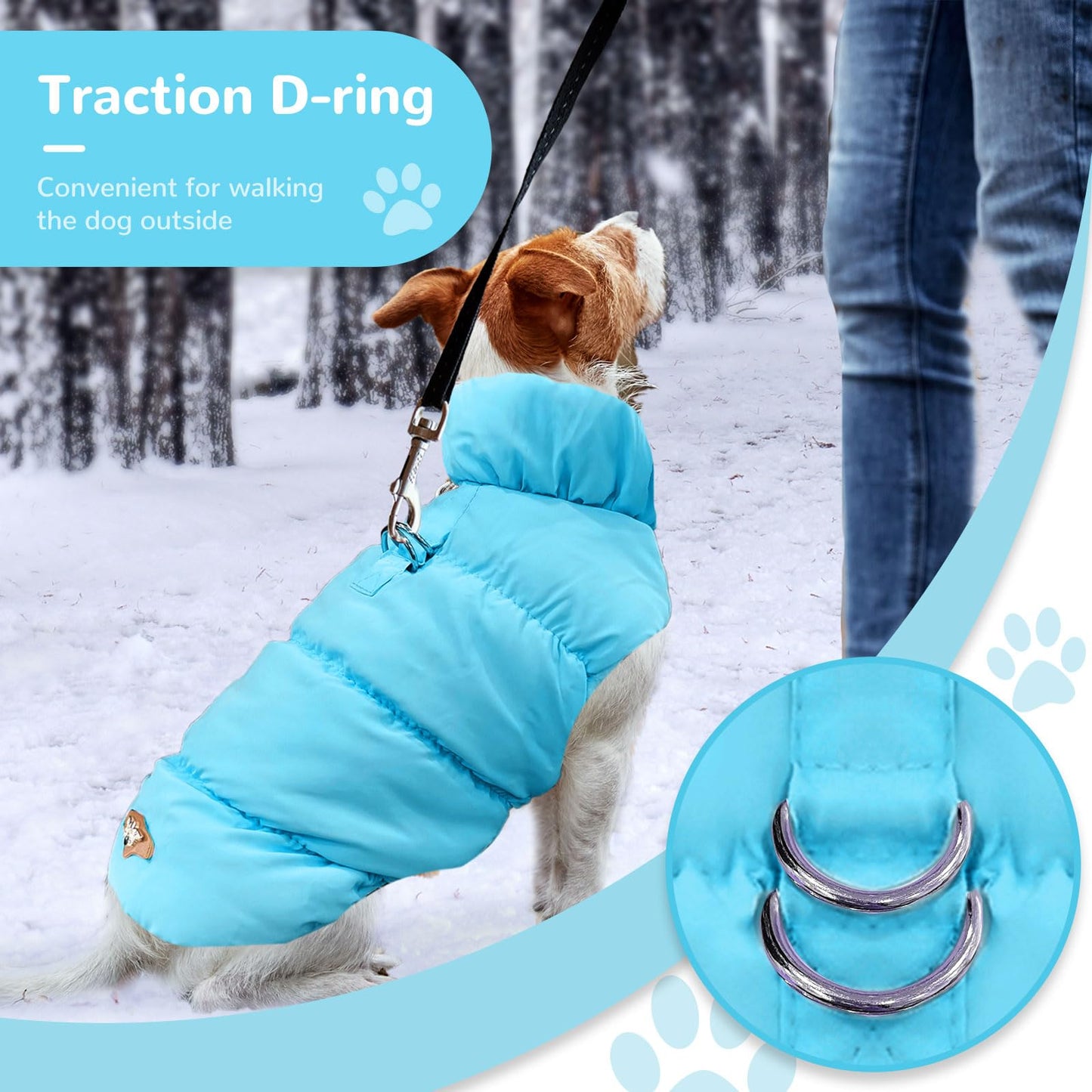 Winter Warm Dog Jacket for Small Medium Dogs Cat Cold Weather Coats with Harness Paded Dog Fleece Vest Waterproof Windproof Dog Snow Jacket Pet Puppy Clothes（Pink,S）