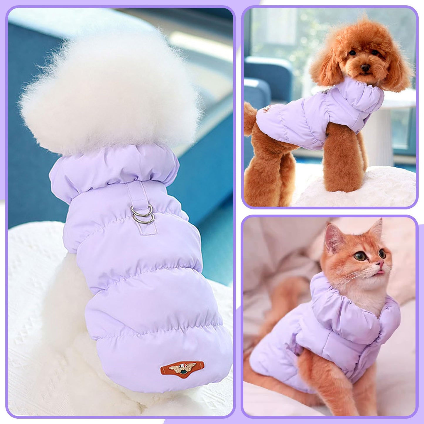 Winter Warm Dog Jacket for Small Medium Dogs Cat Cold Weather Coats with Harness Paded Dog Fleece Vest Waterproof Windproof Dog Snow Jacket Pet Puppy Clothes（Pink,S）