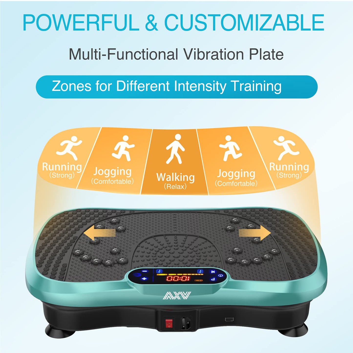 AXV Vibration Plate Fitness Platform Exercise Machine Vibrating Lymphatic Drainage Shaking Full Body Shaker Workout Vibrate Stand Shake Board Sport Gym for Weight Loss Fat Burner for Women Men