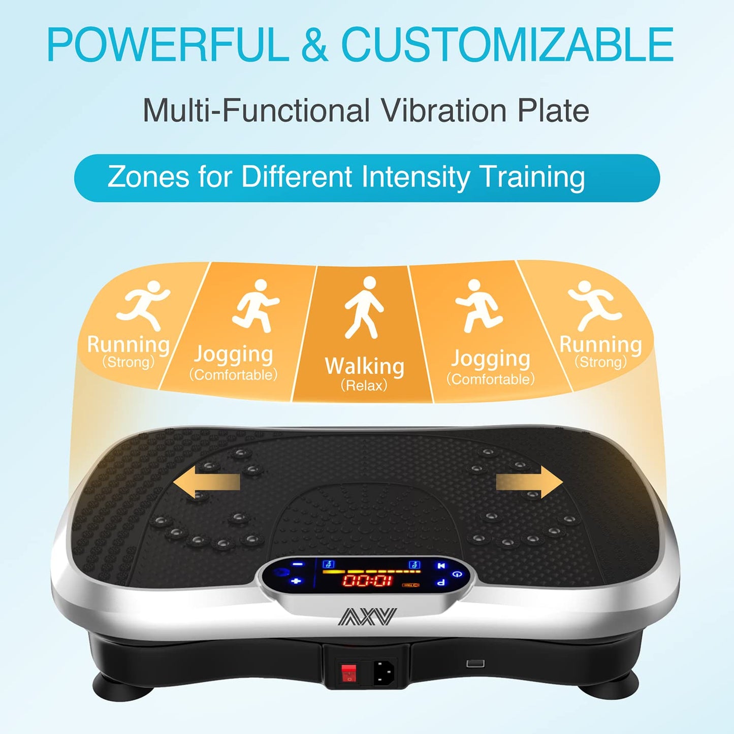 AXV Vibration Plate Fitness Platform Exercise Machine Vibrating Lymphatic Drainage Shaking Full Body Shaker Workout Vibrate Stand Shake Board Sport Gym for Weight Loss Fat Burner for Women Men