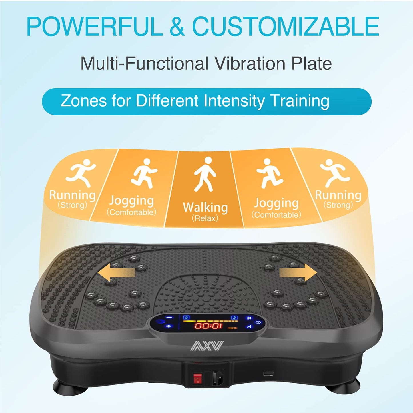 AXV Vibration Plate Fitness Platform Exercise Machine Vibrating Lymphatic Drainage Shaking Full Body Shaker Workout Vibrate Stand Shake Board Sport Gym for Weight Loss Fat Burner for Women Men