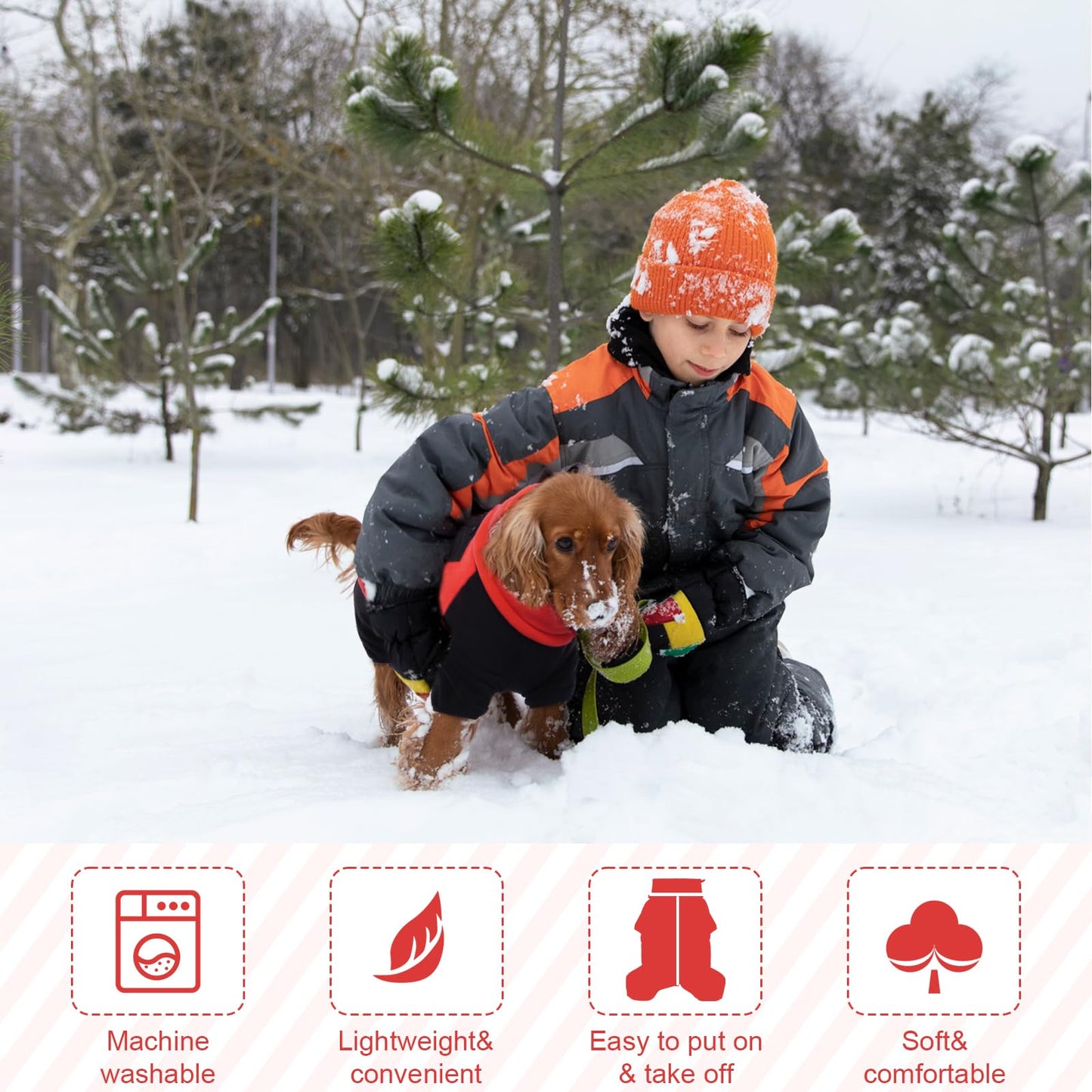 DENTRUN Dog Winter Coat Warm Fleece Jacket, Dog Pajamas Turtleneck Dog Sweater Puppy Cold Weather Outfit Thermal Bodysuit, Dog Sweatshirts Dog Snowsuit Puppy Coat Apparel Dog Fleece Soft Jumpsuit