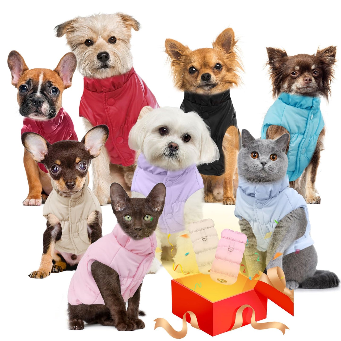 Winter Warm Dog Jacket for Small Medium Dogs Cat Cold Weather Coats with Harness Paded Dog Fleece Vest Waterproof Windproof Dog Snow Jacket Pet Puppy Clothes（Pink,S）