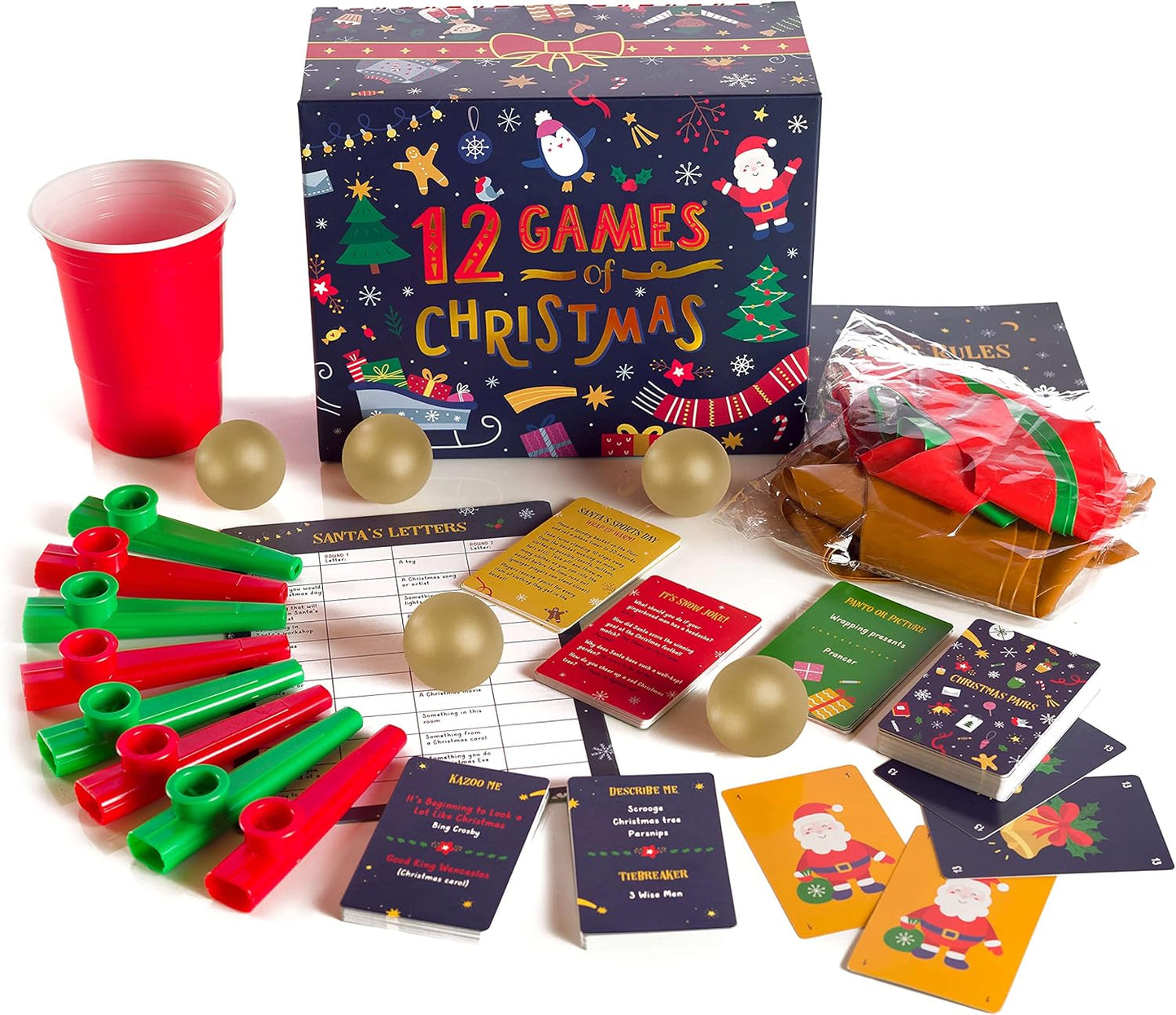 12 Games of Christmas - 12 Hilarious Holiday Games [Family Party Games Pack for Kids, Teens & Adults] - by Beat That! Game