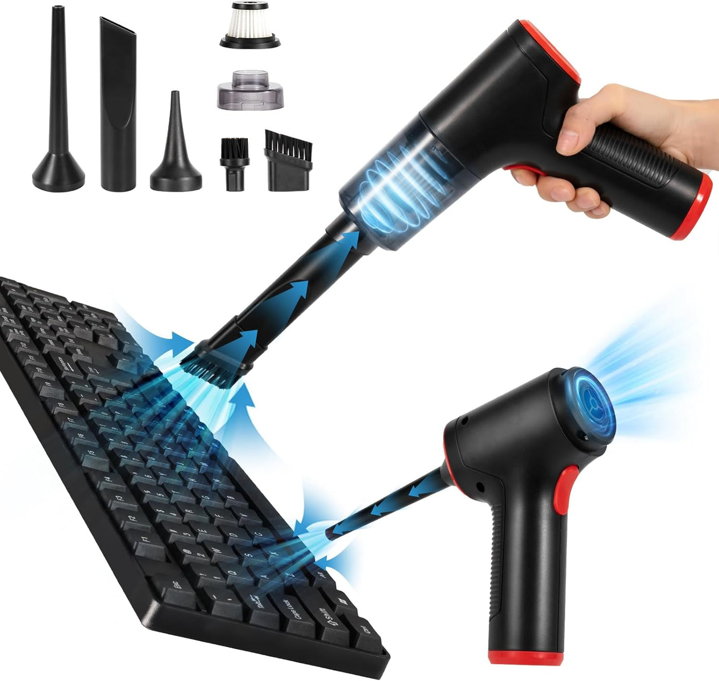 Compressed Air Duster, Blower and Vacuum Compact for Keyboards