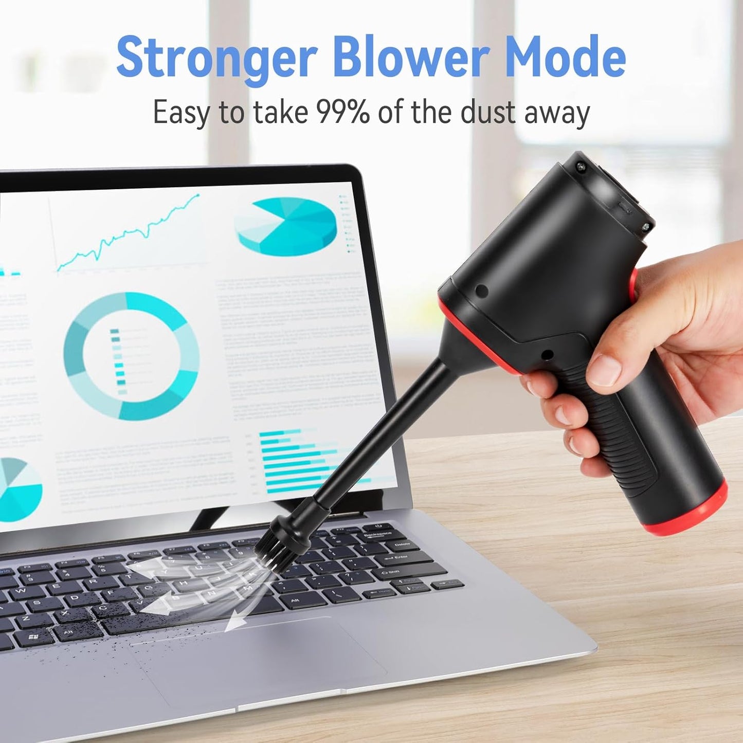 Compressed Air Duster, Blower and Vacuum Compact for Keyboards