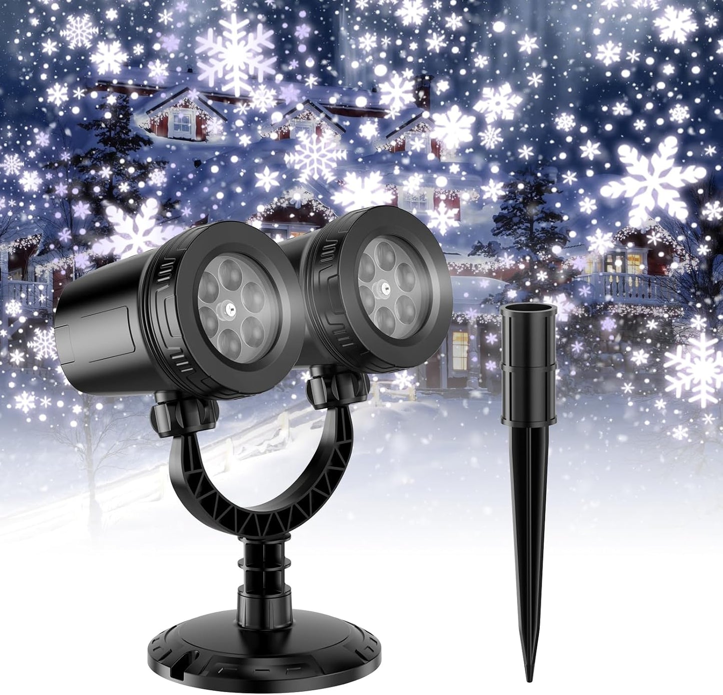 Dual-Head Christmas Snowflake Projector Light Outdoor