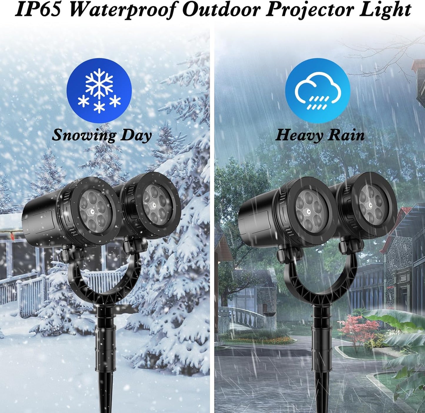 Dual-Head Christmas Snowflake Projector Light Outdoor