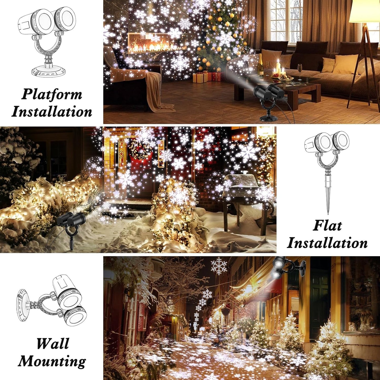 Dual-Head Christmas Snowflake Projector Light Outdoor