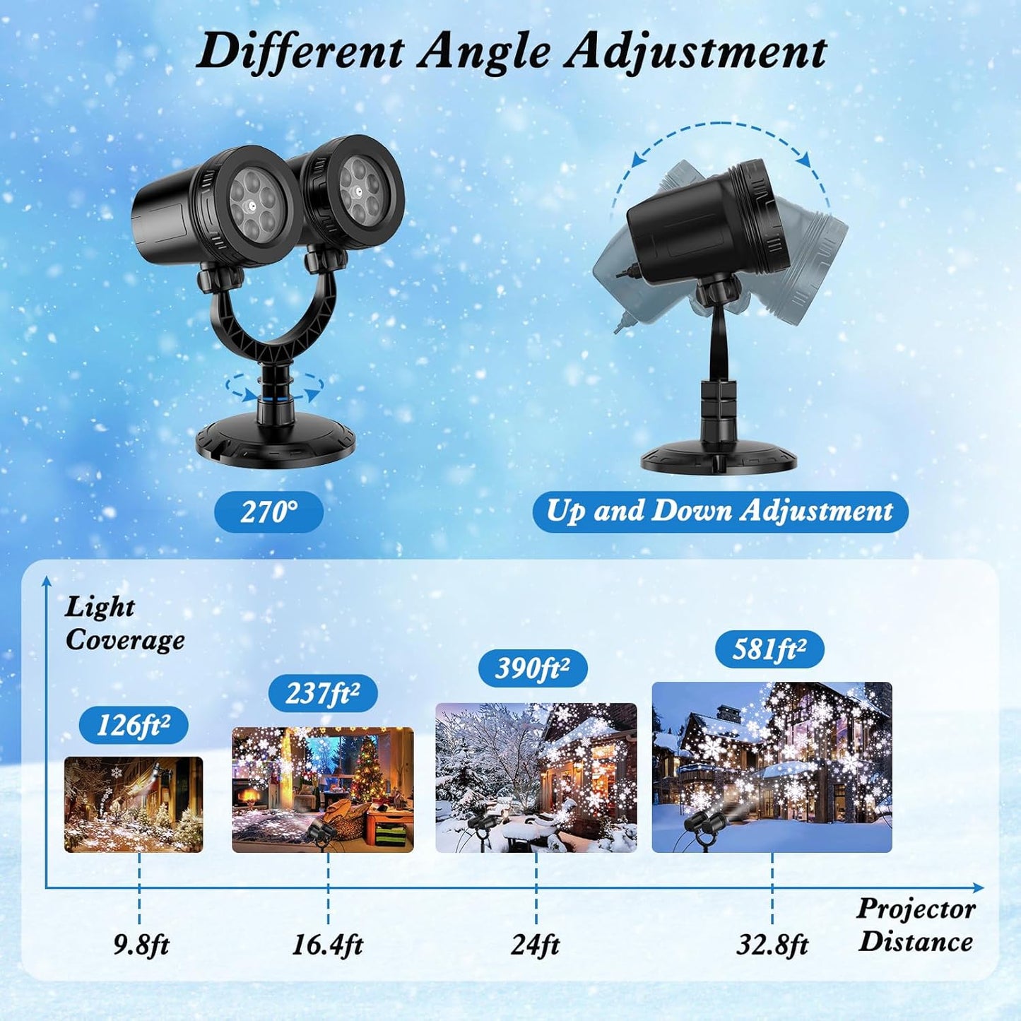 Dual-Head Christmas Snowflake Projector Light Outdoor